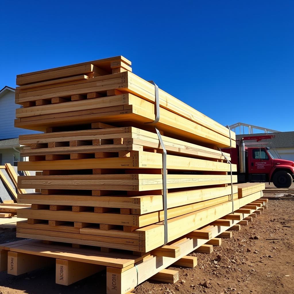 Framing jobsite and lumber package in U.S. Southeast